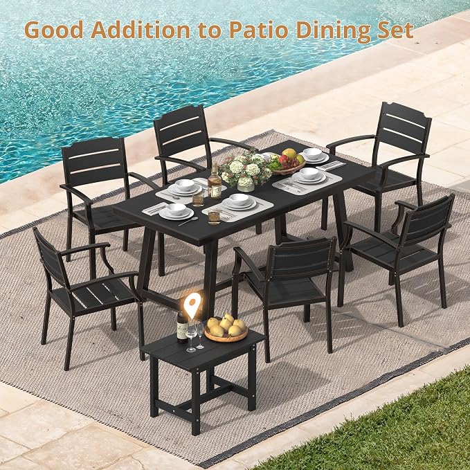 LUE BONA Outdoor Side Table, HDPS Large Size Outdoor Table, Adirondack Side Table, Outside End Table for Patio, Porch, Beach, Garden, Weather Resistant/Easy Maintenance/Indoor or Outdoor Use, Black
