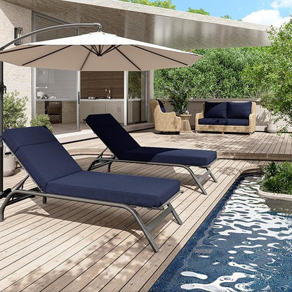 2 Pcs Chaise Lounge Cushions Outdoor, 80" L X 26" W X 4" D Lounge Chair Cushions for Outdoor Furniture, High-Density Foam Patio Chaise Cushion-Waterproof Fade-Resistant ThickPatio lounge chair cushion