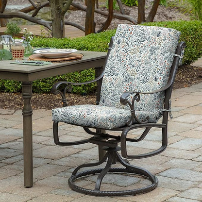 Arden 4-Pack Outdoor Patio Dining Chair Cushion, 20x44, Rain-Proof Seat Pad, Fade-Resistant Outdoor Cushion Pistachio Botanical