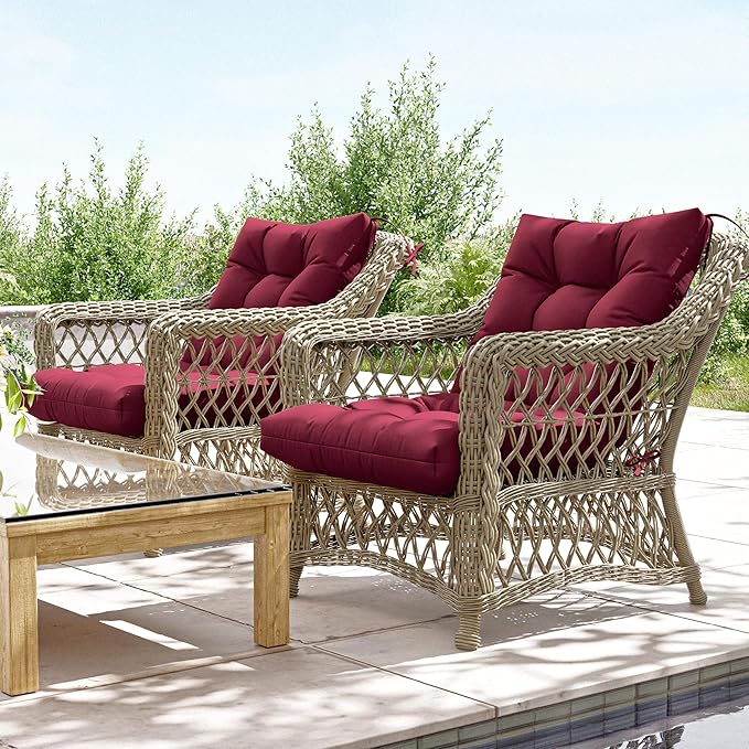 Patio Seat&Back Chair Cushions for Outdoor Furniture，Comfortable Cushions for Rocking/Dining/Lawn Chair-Set of 4
