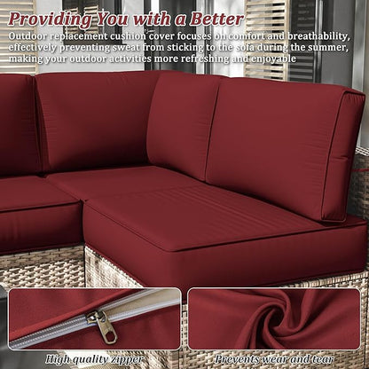 14 Pcs Outdoor Cushion Slipcovers Outdoor Patio Cushion Covers Replacement Waterproof with Zipper for Outdoor Furniture, Patio Sofa Couch 3 Sizes, Covers Only