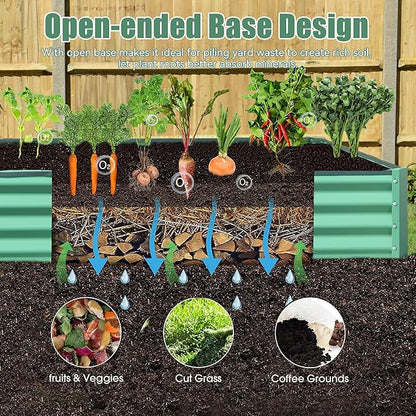 Domi Galvanized Raised Garden Bed, Outdoor Planter Garden Boxes Large Metal Planter Box for Gardening Vegetables Fruits Flowers, Green (8x4x1ft)