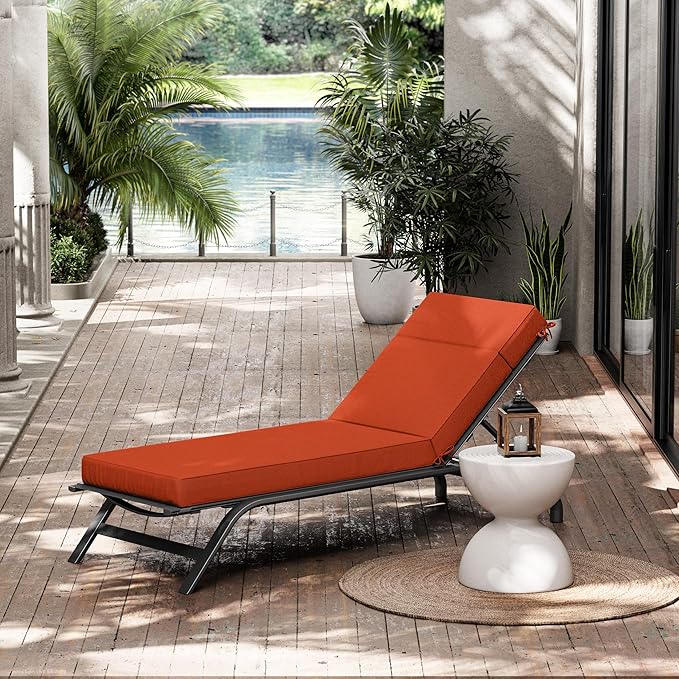 Chaise Lounge Cushions Outdoor, 72" L X 21" W X 4" D Lounge Chair Cushions for Outdoor Furniture, High-Density Foam Outdoor Chaise Cushion-Waterproof Fade-Resistant ThickPatio lounge chair cushion