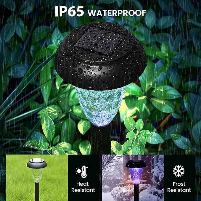 TISEJOY Solar Pathway Lights Outdoor Waterproof 8 Pack Color Changing Garden Light for Yard Patio Driveway Walkway Lawn Landscape Lighting for Outdoor 4th of July Decorations