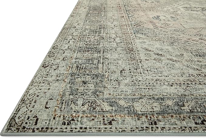 Loloi Magnolia Home by Joanna Gaines Sinclair Collection SIN-04 Natural/Sage 2'-3" x 9'-6", .25" Pile Height, Machine Washable, Runner Rug