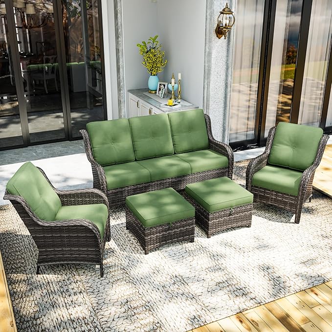 Outdoor Chair Cushions Set for Patio Furniture, 22x25/22x24 Inch, Waterproof & Fade Resistant Patio Chair Cushions, Thick Patio Furniture Cushion for Chair, Sofa, and Couch (Green, 3 Set)