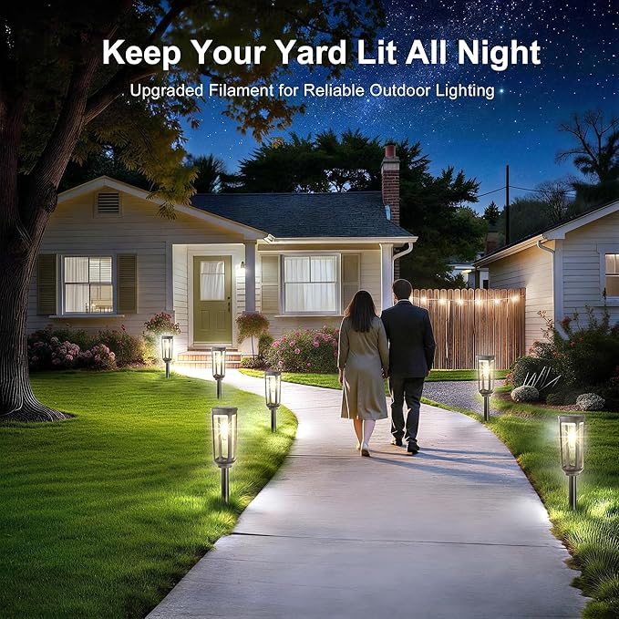 Solar Pathway Lights Outdoor Waterproof IP65, 6 Pack Cool White Solar Walkway Lights, Auto On/Off Outdoor Light for Lawn Garden Patio Driveway Decor Landscape Lighting