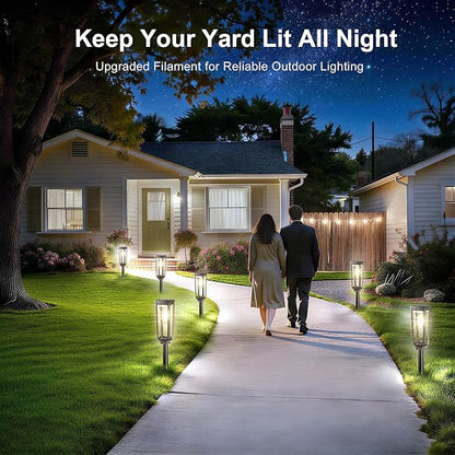 Solar Pathway Lights Outdoor Waterproof IP65, 6 Pack Cool White Solar Walkway Lights, Auto On/Off Outdoor Light for Lawn Garden Patio Driveway Decor Landscape Lighting