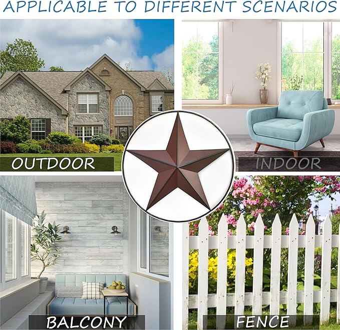 JoyEvy 24.5" Red Large Barn Star Wall Decor-Americana Exterior House Decor-Metal Star for Outside Texas Stars Art Rustic Vintage Western Country Home Farmhouse Wall Decoration