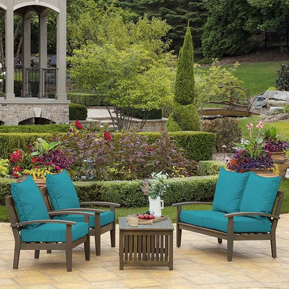 Arden Outdoor Deep Seat Cushion Set (2-Pack), 22 in x 24 in, Weather-Proof, Rain-Proof, Fade Resistant Patio Cushion for Chair, Sofa, and Couch Lake Blue Leala