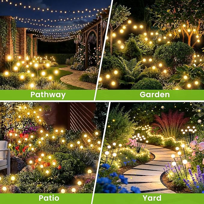 Solar Lights Outdoor(6 Packs,48 LEDs), Solar Firefly Lights with 4 Modes, Solar Lights Outdoor Waterproof for Garden Decor, High Lumens Outdoor Lights for Patio Yard, Sway by Wind, Gifts for Women