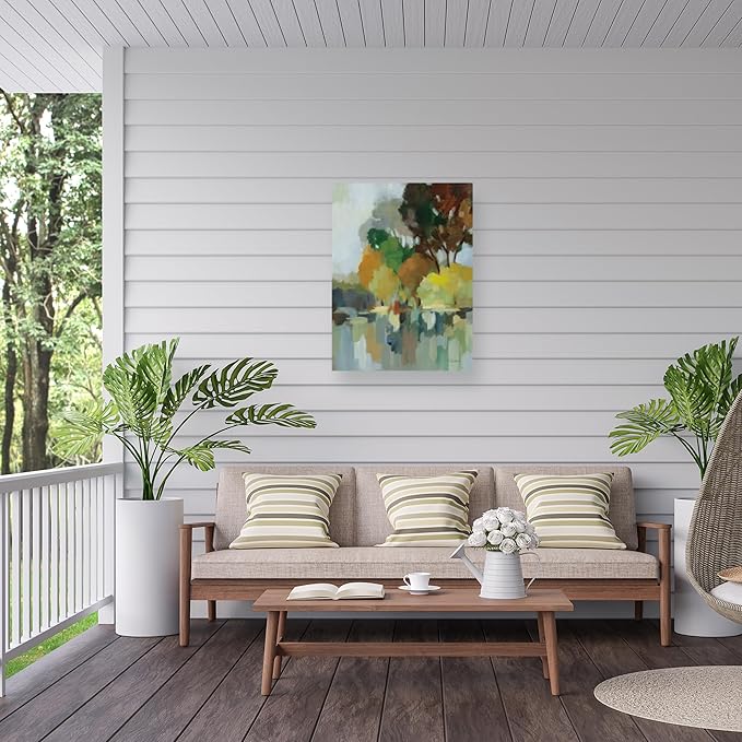 Trademark Fine Art Outdoor Canvas Art - Silvia Vassileva 'Lake in the Park I' Wall Art for Outdoor Spaces, Patios, or Gardens