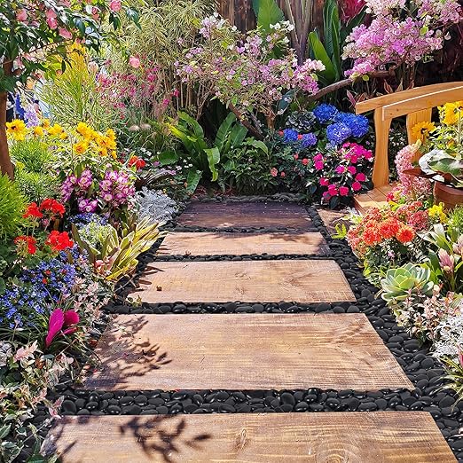 GreatBuddy 8-lb Black River Rocks for Landscaping, 1-2 Inches Black Polished Pebbles, Decorative Rocks for Plants Indoor& Outdoor, Garden Landscaping, Aquariums, Vases, Potted Plants, Home Decor