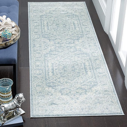 SAFAVIEH Adirondack Collection Runner Rug - 2'6" x 18', Slate & Ivory, Oriental Medallion Design, Non-Shedding & Easy Care, Ideal for High Traffic Areas in Living Room, Bedroom (ADR108T)
