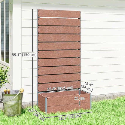 Outsunny Raised Garden Bed with Trellis for Climbing Plants, Planter Box with Self Draining Gap, Freestanding Trellis Planter for Outdoor, Patio, Deck, 28.25" x 15" x 59", Brown