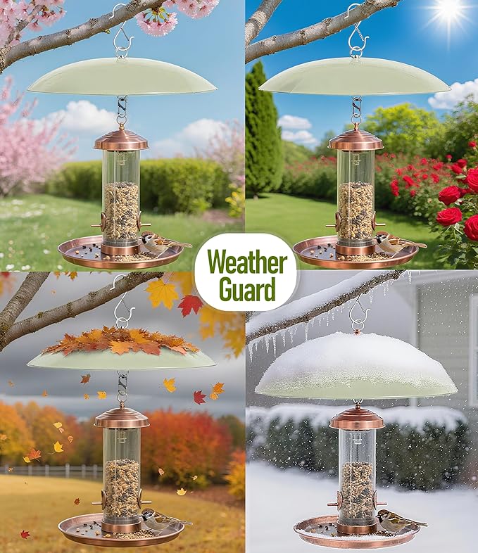 13" Bird Feeder Rain Guard, Hummingbird Feeder Shade Dome Cover, Hanging Baffle for Bird Feeder Pole,Smart Birds Feeder's Umbrella(Light Green), 3 Pack