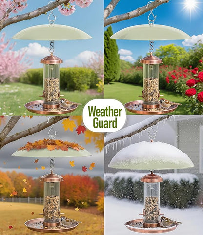 13" Bird Feeder Rain Guard, Hummingbird Feeders Shade Dome Cover, Hanging Baffle for Bird Feeder Pole,Smart Birds Feeder's Umbrella(Light Green), 1 Pack