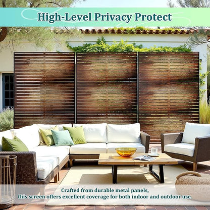 Metal Privacy Screen Outdoor Privacy Screen, Freestanding Fence Panel for Outside, 72''H×47''W, Decorative Screen Panel for Backyard/Patio/Deck