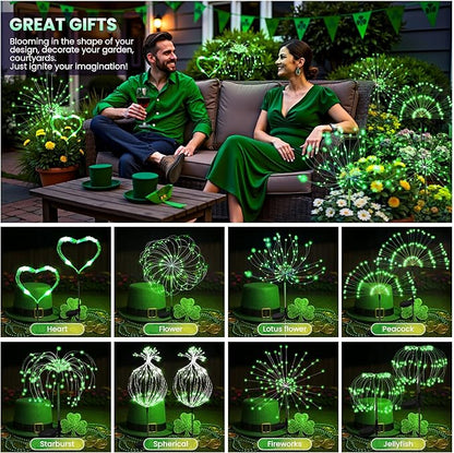 PEVOROS Garden Decor Solar Lights Outdoor,4 Pack 120LED Waterproof Colorful Solar Garden Lights Your Outdoor Decoration,Yard, Patio, Porch,Flower Pot,Pathway for 4th of July (Green)