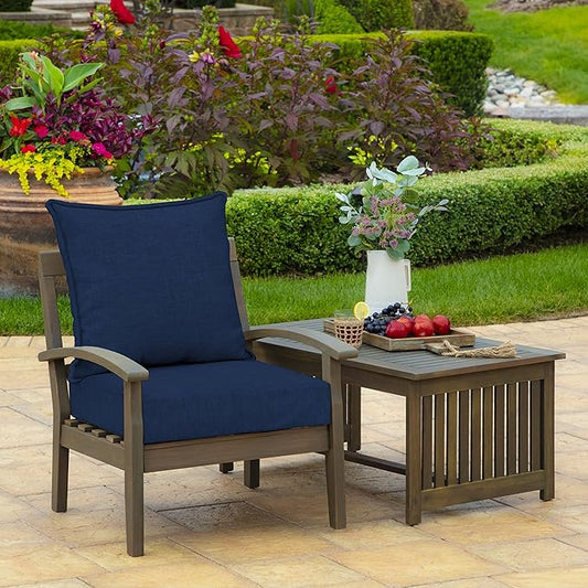 Arden Outdoor Deep Seat Cushion Set (4-Pack), 24 in x 24 in, Weather-Proof, Rain-Proof, Fade Resistant Patio Cushion for Chair, Sofa, and Couch Sapphire Blue Leala