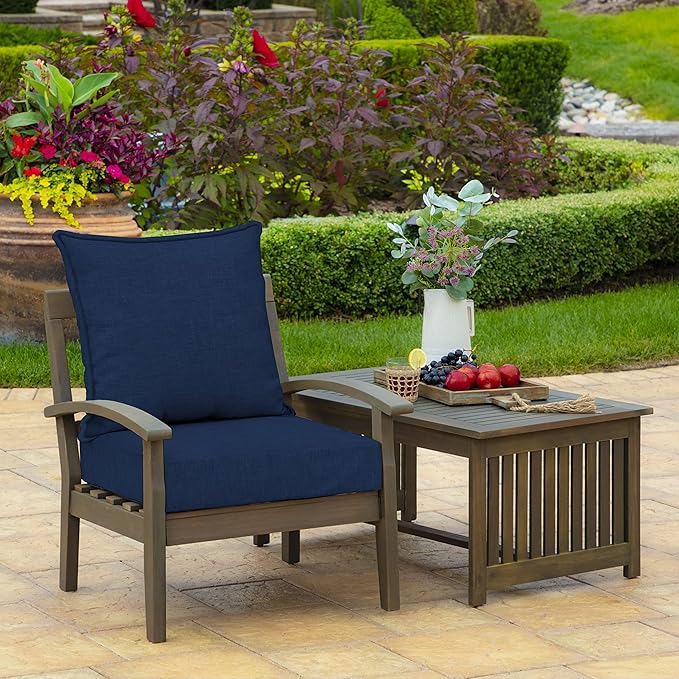 Arden Outdoor Deep Seat Cushion Set (2-Pack), 24 in x 24 in, Weather-Proof, Rain-Proof, Fade Resistant Patio Cushion for Chair, Sofa, and Couch Sapphire Blue Leala