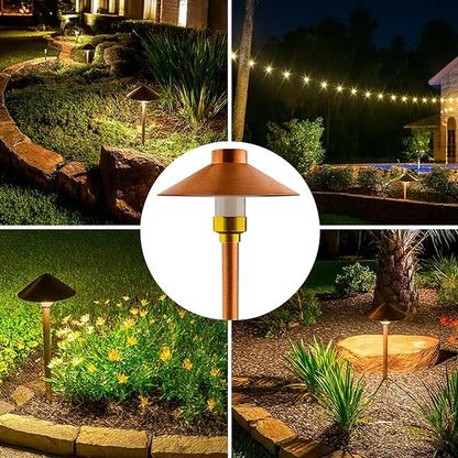 LED Pathway 126 Landscape Light (4 Pack) 12V Solid Copper Low Voltage 4W G4 LED Light Bulb Included Outdoor Mushroom Security Garden Patio Area Light for Beautiful Bright Long Lasting