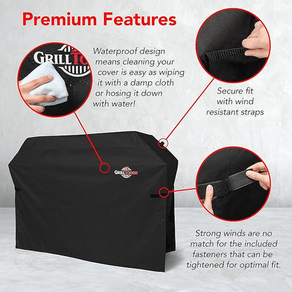 GrillTough Heavy Duty BBQ Grill Cover for Outdoor Grill, 60 Inch – Waterproof, Weather Resistant, UV & Fade Resistant with Adjustable Straps – Gas Grill Cover for Weber, Charbroil