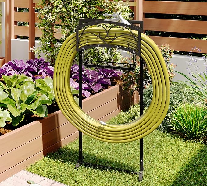 Fire Beauty Garden Hose Holder,Freestanding Water Hose Holder,In ground Hose Rack Organizer for Outdoor,Detachable Water Hose Holder Stake,Hose Reel Stand,Hose Hanger Rack for Lawn Yard
