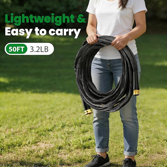 Garden Hose 50FT, Non-Expanding Water Hose Ultra Lightweight, Kink-Free, Burst-Resistant, Lead-Free, Flexible & Durable High-Pressure Hose for Yard, Lawn, Outdoor, Car Washing