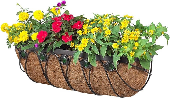 Arcadia Garden Products Arcadia Emerald Series Wall Trough Planter, 36-Inch, Black (CB07)