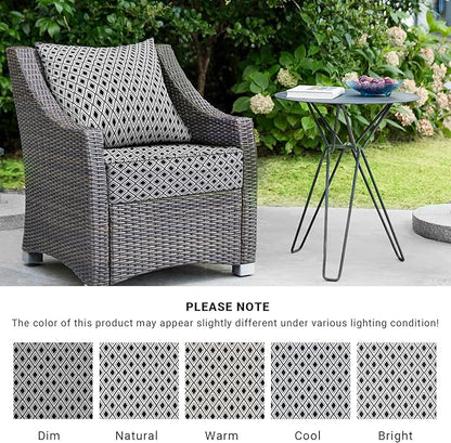 Outdoor Cushions for Patio Furniture,Outdoor Seat Cushion Set 24 x 24 x 4 Inch,Waterproof & Fade Resistant Outdoor Chair Cushions, Patio Chair Cushion, Black Geometry