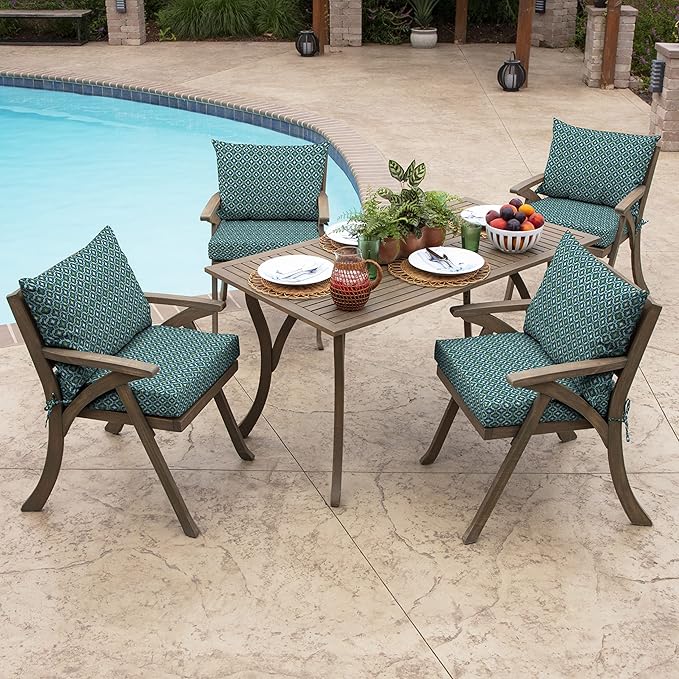 Arden Outdoor Dining Chair Cushion, 21 x 21, Rain-Proof, Fade Resistant 21 x 21, Alana Tile