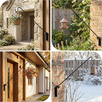 ERYTLLY 2 Packs Heavy Duty Deck Hook Wall Mounted, Extensible and Adjustable Deck Hook for Hanging Bird Feeder, Plants, Suet Baskets,Wind Chimes,Lanterns and More