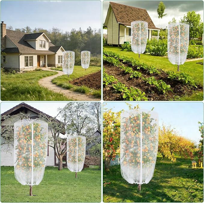 2 Pack Garden Netting for Plant, 2.7x3.3ft Round Top Bird Netting Pest Barrier Mesh with Zipper and Drawstring, Plant Cover Bag for Blueberry Bushes, Small Fruit Tree and Vegetables