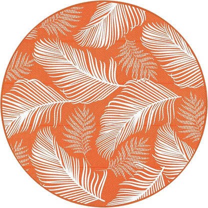 Pauwer Waterproof Outdoor Rug 8ft, Reversible Plastic Straw Patio Camping Rug, Indoor Outdoor RV Mat Carpet for Deck, Camper, Porch, Balcony, Backyard, Picnic, Leaf Orange