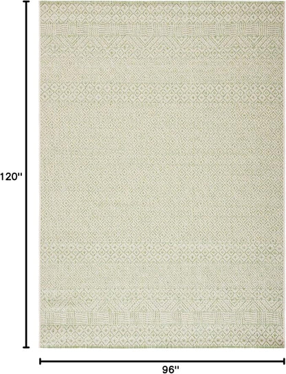 SAFAVIEH Washable Rug Outdoor Courtyard Collection - 8' x 10', Beige & Aqua Blue, Non-Shedding & Easy Cleaning, Ideal for Patio, Backyard, Mudroom, DIning Space (CY6235-21312)
