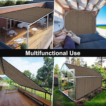 Artpuch 90% Sun Shade Cloth, 10 x 12 FT Pergola Shade Cover Canopy with Grommets, Sun Screen Fabric Tarp for Patio, Outdoor, Garden, Backyard, Mocha