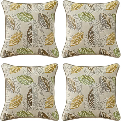 Outdoor Sunbrella Decorative Pillows Pack of 4, 16" x 16" Outdoor Pillow Set for Couch Bed Throw Patio Sofa, Momento Spring