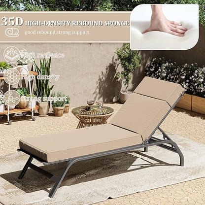 Chaise Lounge Cushions Outdoor, 80" L X 26" W X 4" D Lounge Chair Cushions for Outdoor Furniture, High-Density Foam Outdoor Chaise Cushion-Waterproof Fade-Resistant ThickPatio lounge chair cushion
