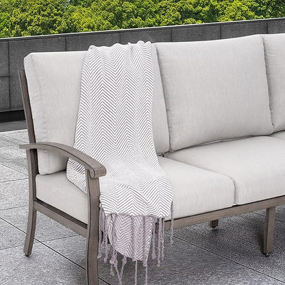 HAPPATIO 4 Piece Aluminum Patio Furniture Set, 5-Person Outdoor Swivel Chairs and 3-Seat Sofa, All-Weather Outdoor Sectional Sofa with Comfortable Cushions and Coffee Table(Gray)