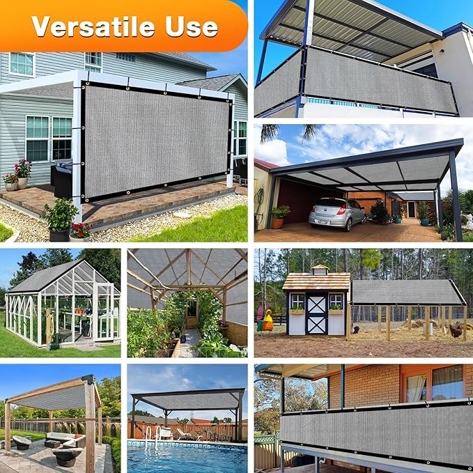 Artpuch Outdoor Pergola Shade Cover 9x10 FT Sun Shade Cloth with Grommets Light Grey 90% UV Protection Canopy Patio Privacy Screen (Customized Available)