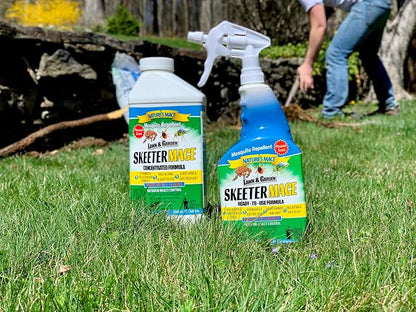 Nature’s MACE Skeeter Pest Repellent Spray - Safe for Pet and Plants, Outdoor Repellent Pest Control, Yard Protection Insect and Spider Barrier Treatment Essential Oil Formula Fresh Scent - 40oz
