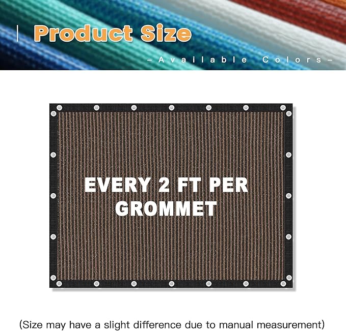 VICLLAX Shade Fabric Sun Shade Cloth Privacy Screen with Grommets for Patio Garden Pergola Cover Canopy 8x12 FT, Mocha