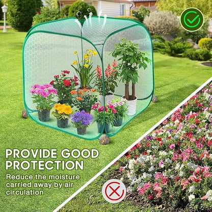 MIAOKE 2 Pack Pop Up Mesh Plant Cover, 35.4x35.4x38.2 Inch No Build Protection Against Insects Garden Netting, Raised Bed Cover for Barrier Against Insects for Vegetable Plant Fruit Animals