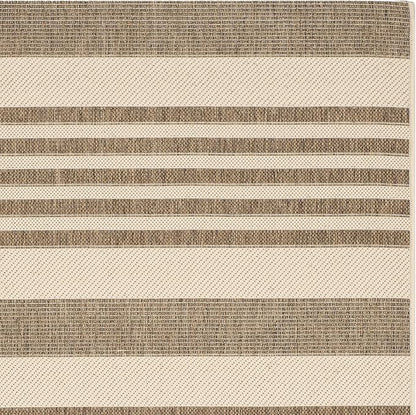 SAFAVIEH Washable Rug Outdoor Courtyard Collection - 5'3" Square, Brown & Bone, Non-Shedding & Easy Cleaning, Ideal for Patio, Backyard, Mudroom (CY6062-242)
