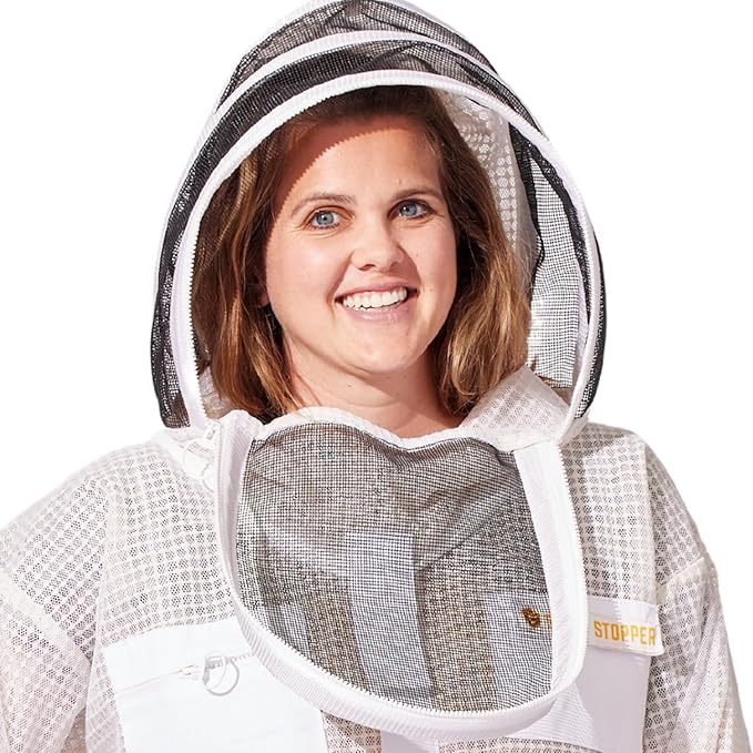 Beekeeping Veil - Replacement Round or Fencing Style, Universal Fit for All Suits & Jackets, 3-Layer Mesh for Maximum Sting Protection, White