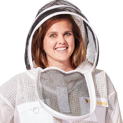 Beekeeping Veil - Replacement Round or Fencing Style, Universal Fit for All Suits & Jackets, 3-Layer Mesh for Maximum Sting Protection, White