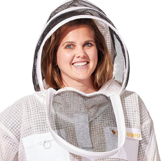 Beekeeping Veil - Replacement Round or Fencing Style, Universal Fit for All Suits & Jackets, 3-Layer Mesh for Maximum Sting Protection, White