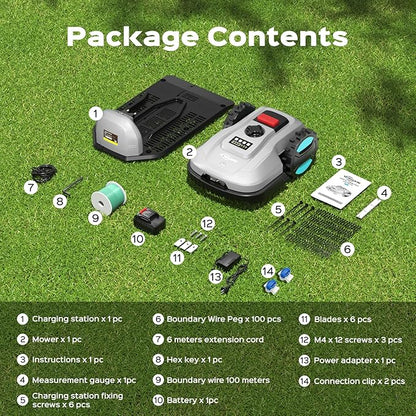 2026 New Robot Lawn Mower with App Control – Features Adjustable Cutting Height, Auto-Charging, Obstacle Detection and Brushless Motor for Lawns Up to 1/8 Acre, Gray