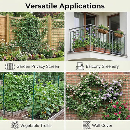 Trellis Netting for Climbing Plants - Heavy Duty Garden Trellis Netting for Cucumber, Vine, Fruits & Vegetables Tomato Plants Trellis Net, Climbing Vining Plants 10' x 7'Ft Green